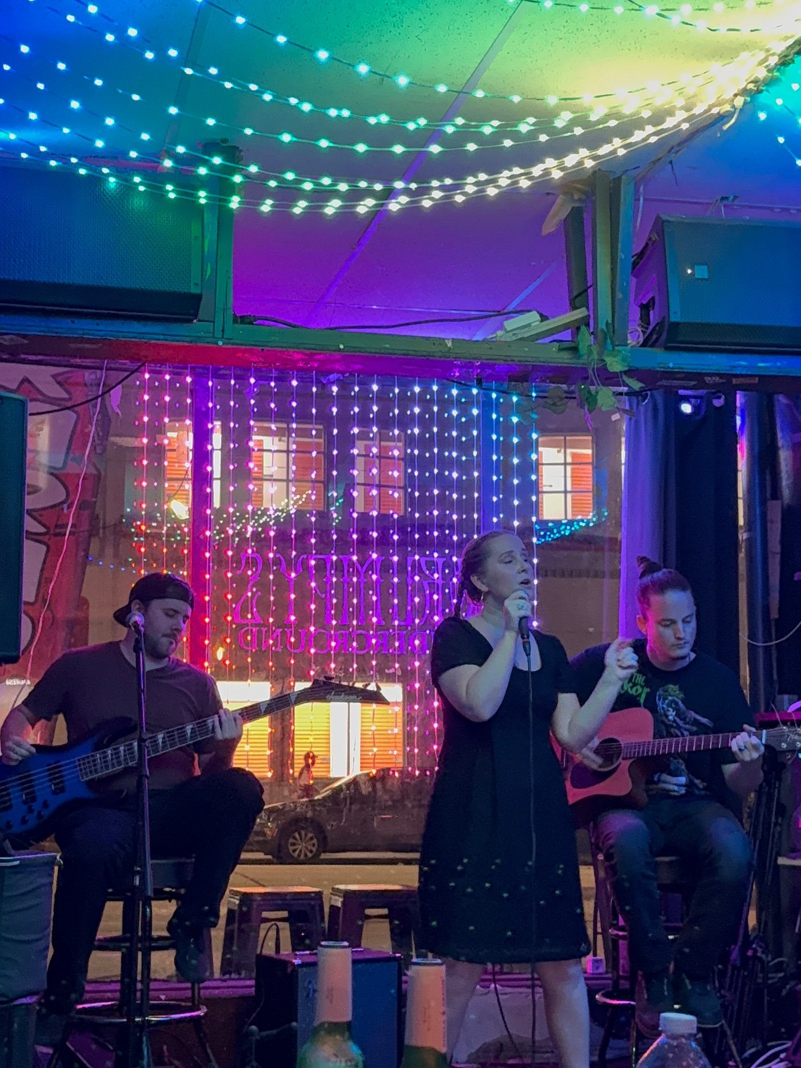 A comic testing new material at the Monday open mic at Grumpy's Underground
