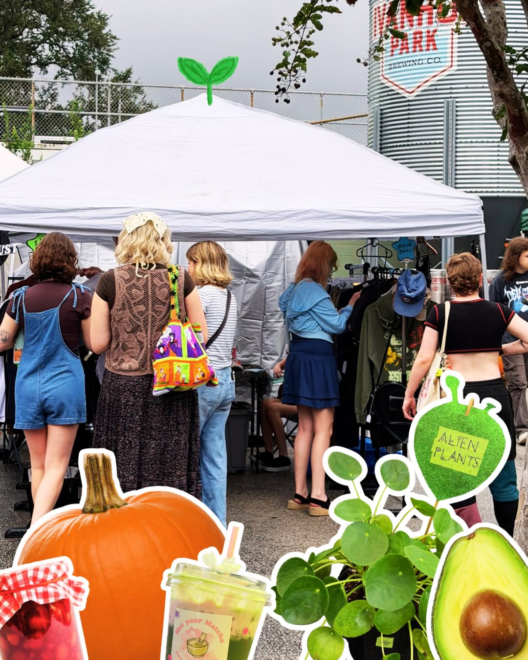 Shoppers browsing vendor tents at Ivanhoe Village Farmers Market