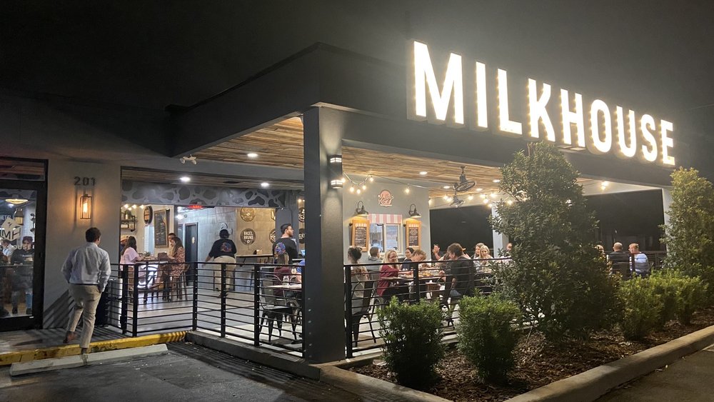Mathew Fowler playing guitar to a small crowd at the Milkhouse